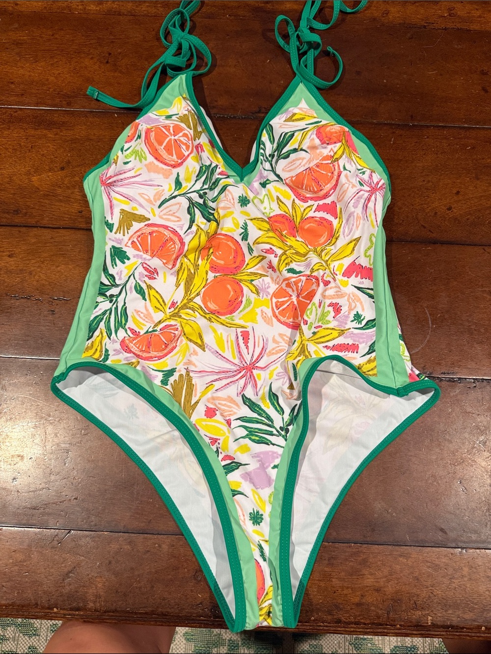Women’s Green Citrus-Print One-Piece Swimsuit